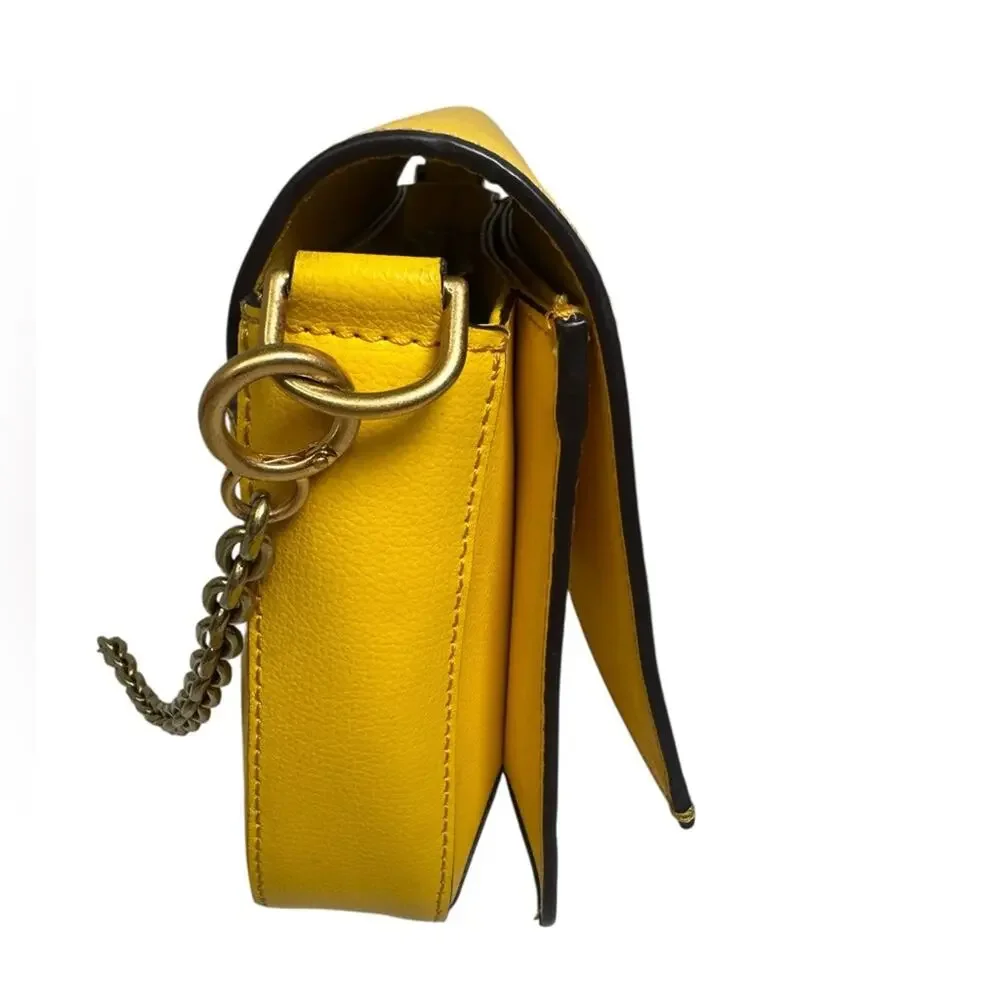 Tory Burch Yellow Leather Crossbody | Gold Chain Strap